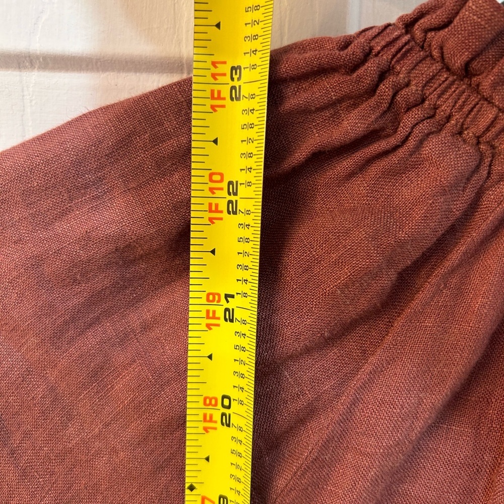 Cloth & Stone 100% Linen V Neck Short Sleeve Peasant Blouse Sz L Boho Lagenlook - Picture 5 of 7